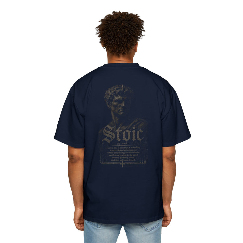 Stoic Statue Graphic Tee — Men's Oversized White T‑Shirt