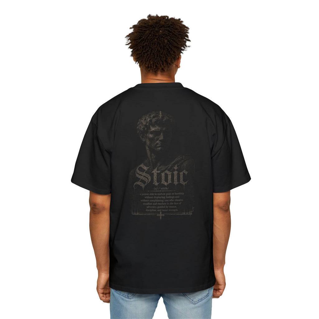 Stoic Statue Graphic Tee — Men's Oversized White T‑Shirt