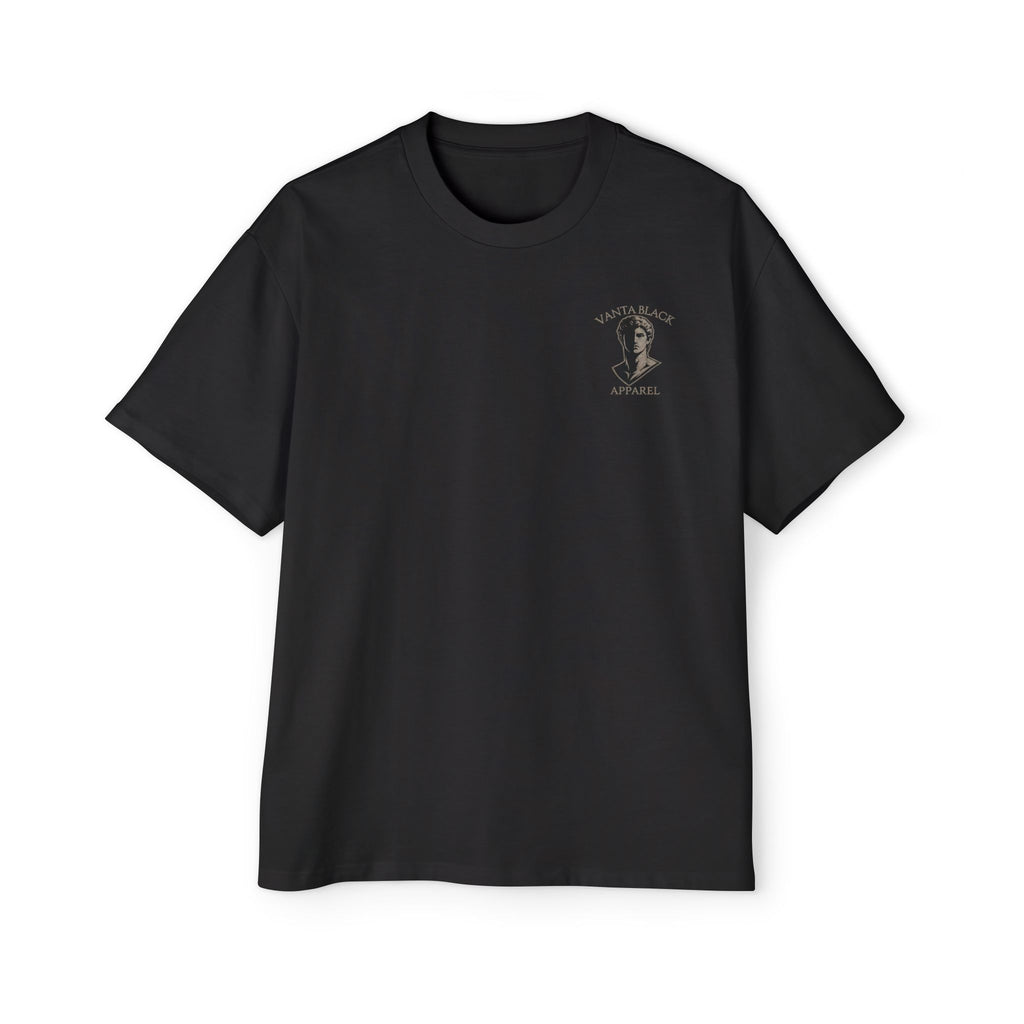 Stoic Statue Graphic Tee — Men's Oversized White T‑Shirt