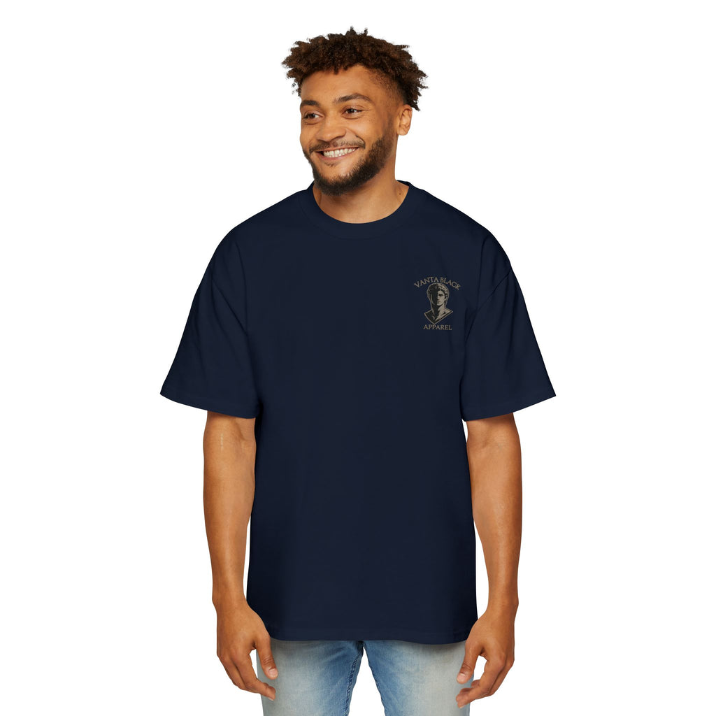 Stoic Statue Graphic Tee — Men's Oversized White T‑Shirt