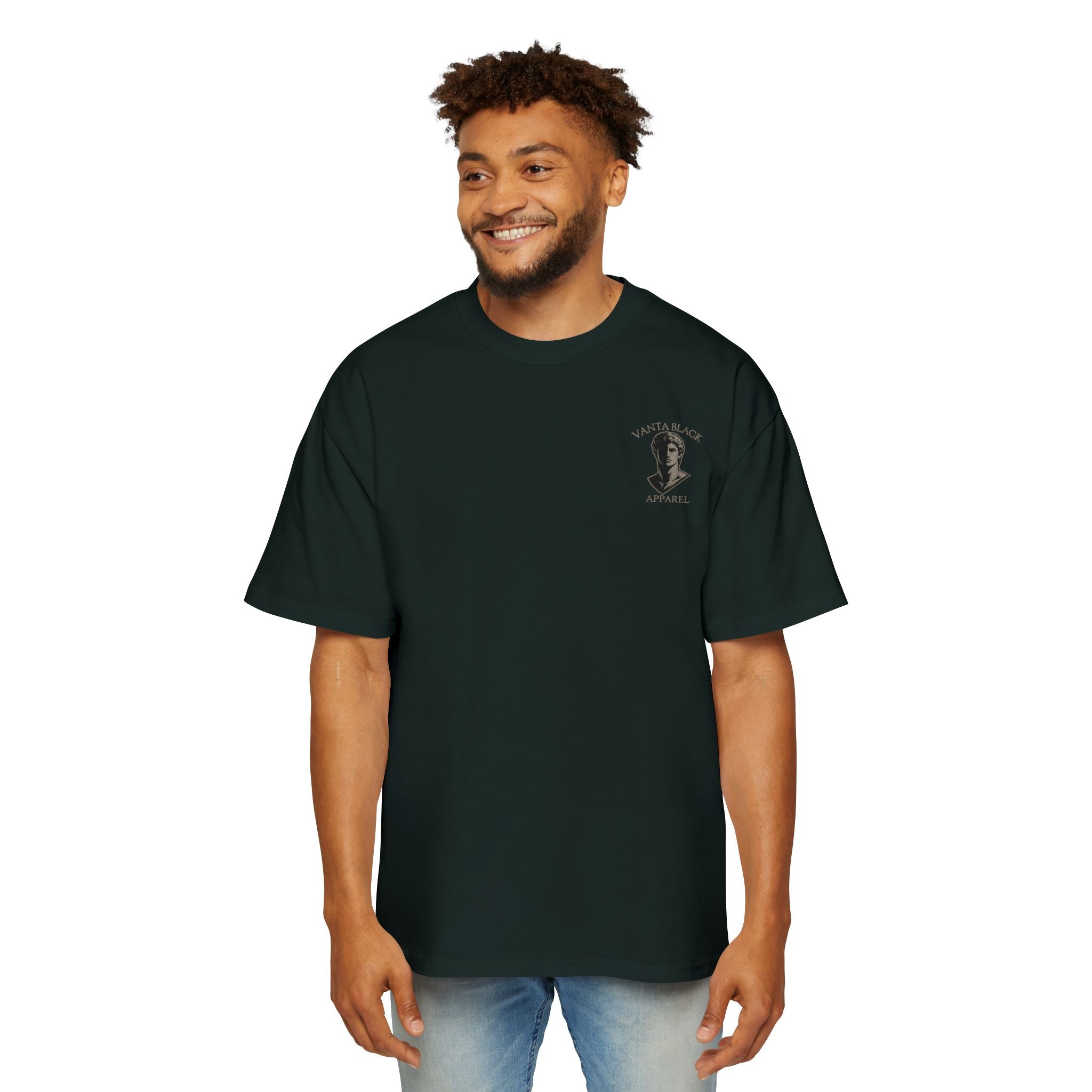 Stoic Statue Graphic Tee — Men's Oversized White T‑Shirt