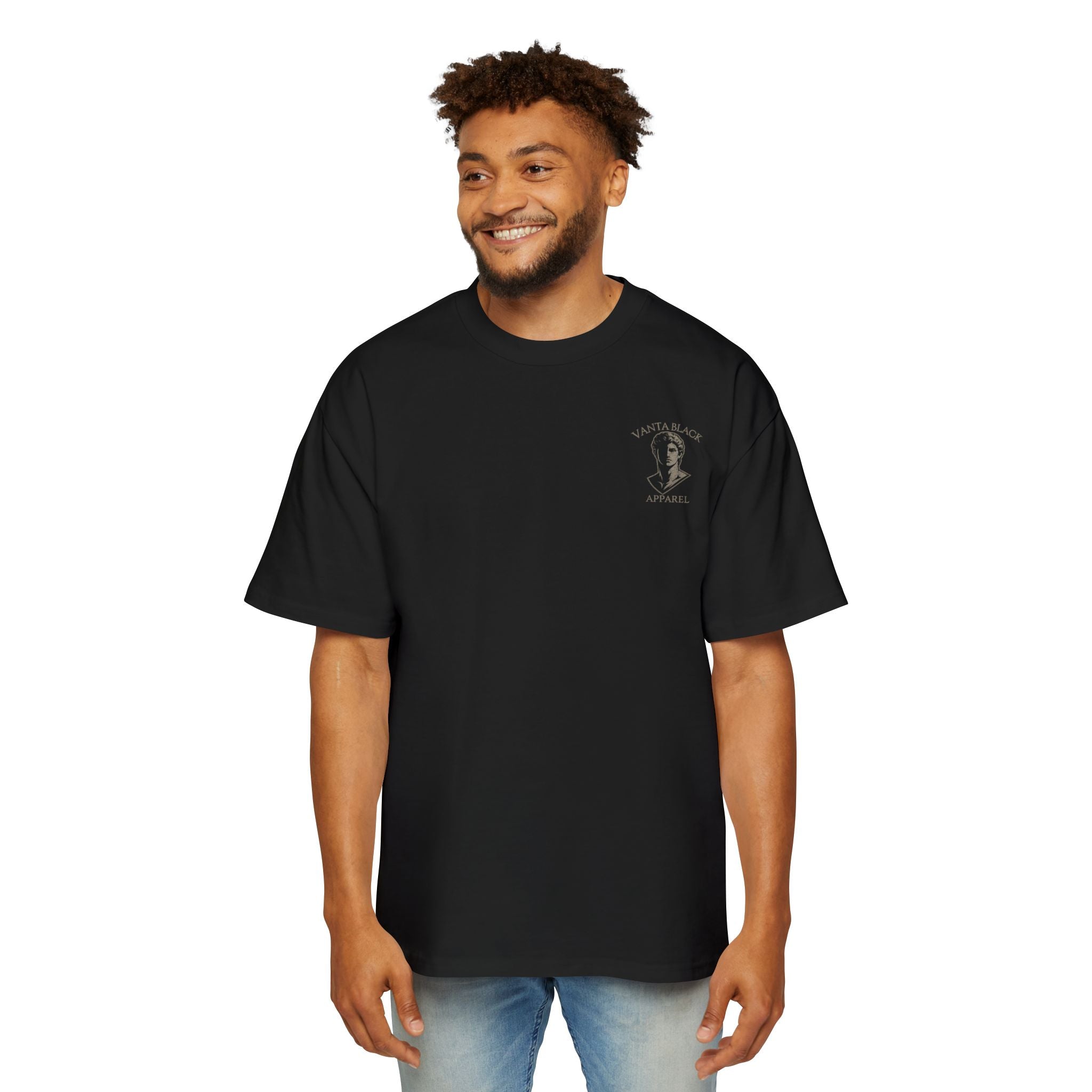 Stoic Statue Graphic Tee — Men's Oversized White T‑Shirt