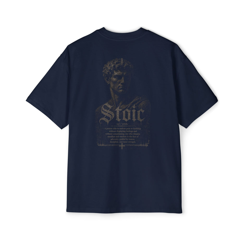 Stoic Statue Graphic Tee — Men's Oversized White T‑Shirt