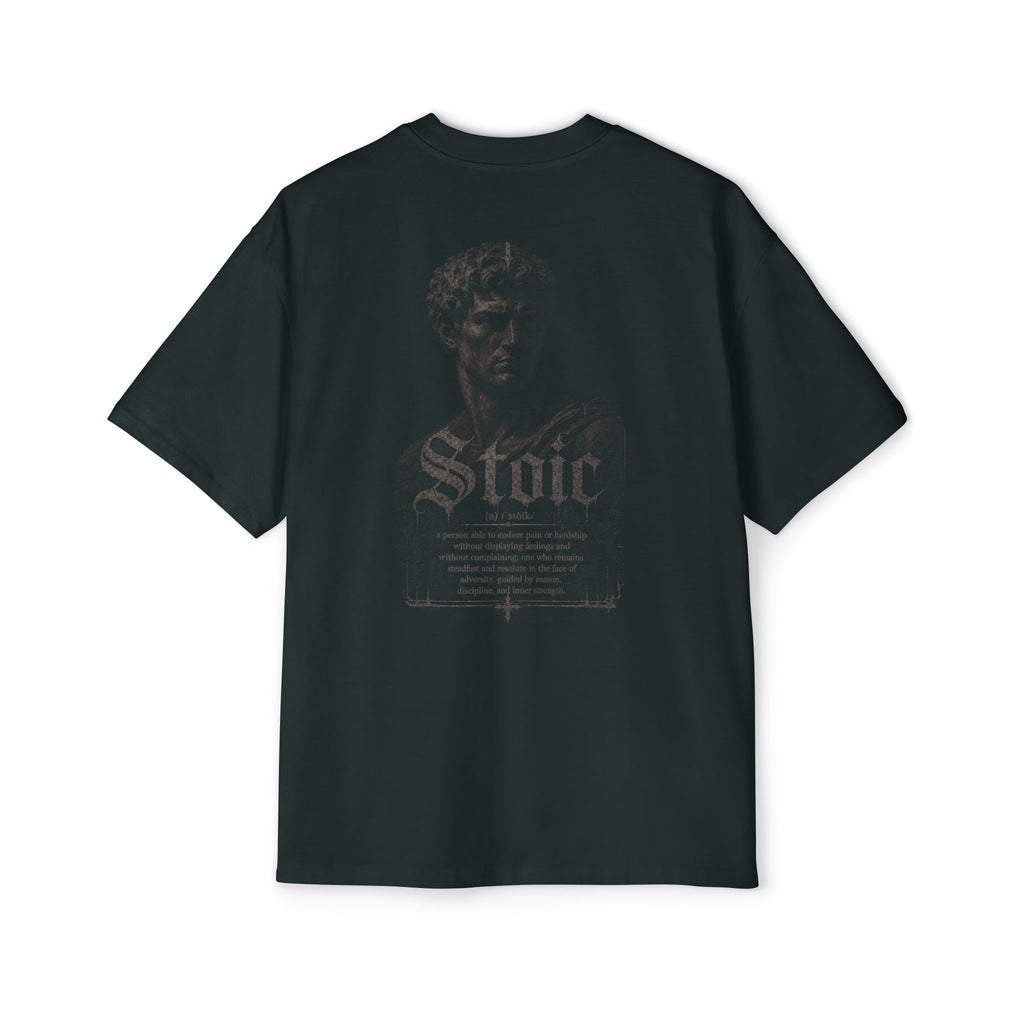 Stoic Statue Graphic Tee — Men's Oversized White T‑Shirt