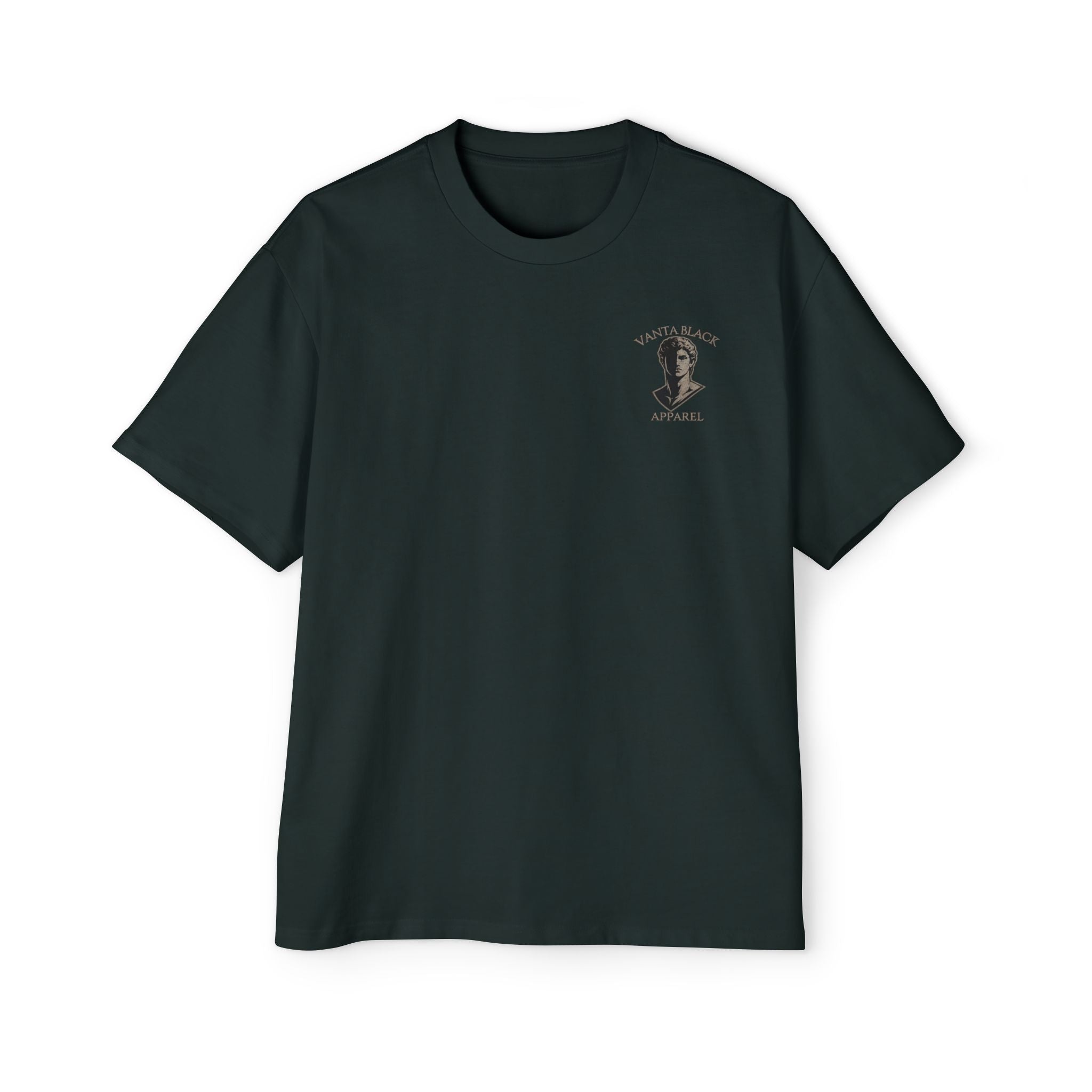 Stoic Statue Graphic Tee — Men's Oversized White T‑Shirt