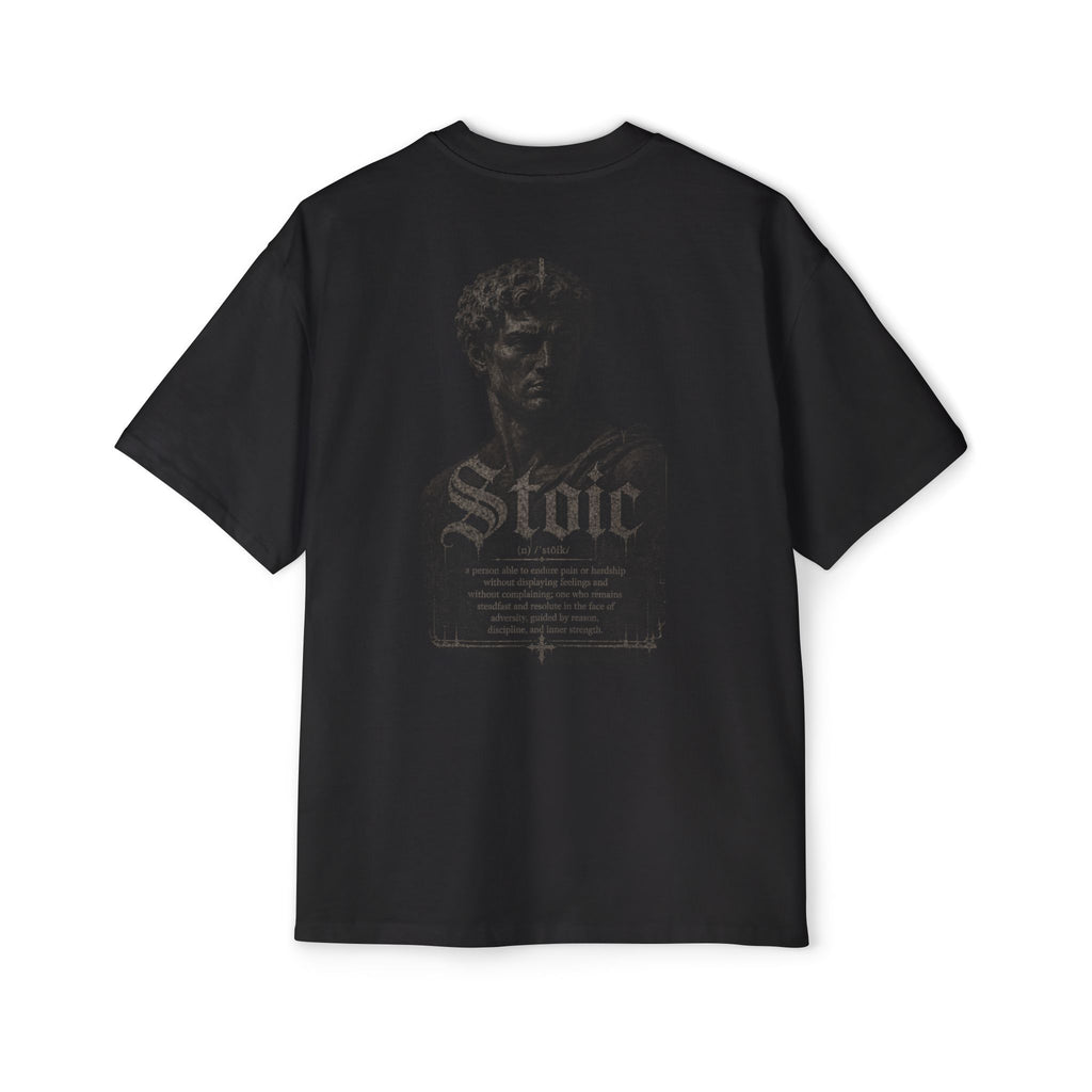 Stoic Statue Graphic Tee — Men's Oversized White T‑Shirt